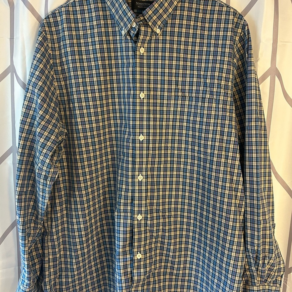 Nordstrom Blue and White Checkered Shirt